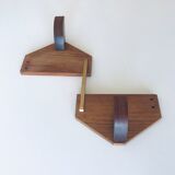 Patère in wood and brass