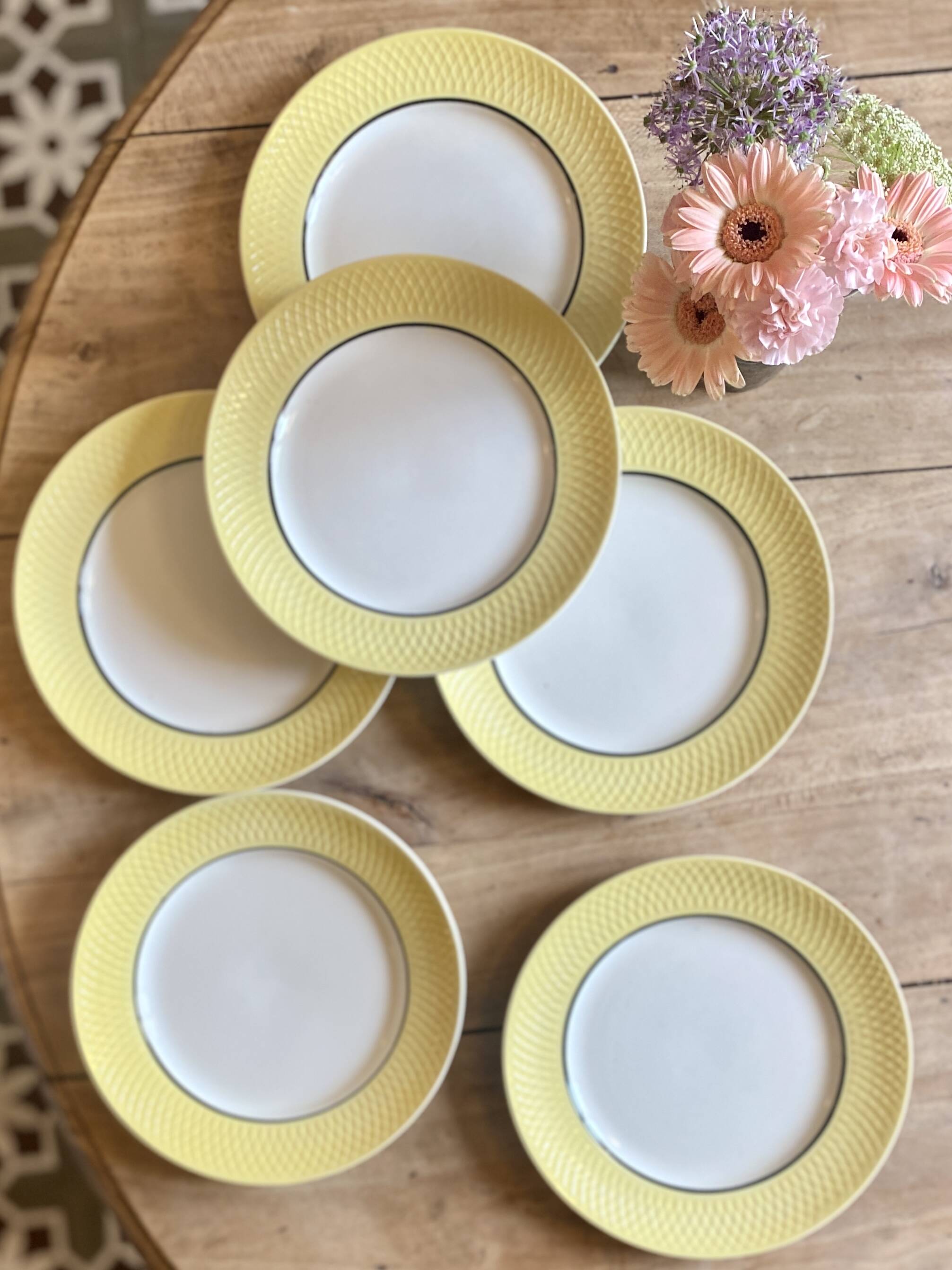 Set of 6 vintage flat plates Moulin des Loups