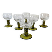 6 verres à liqueur Roemer, pieds gradins vert mousse