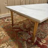 Table basse 1970 laiton et marbre de carrare