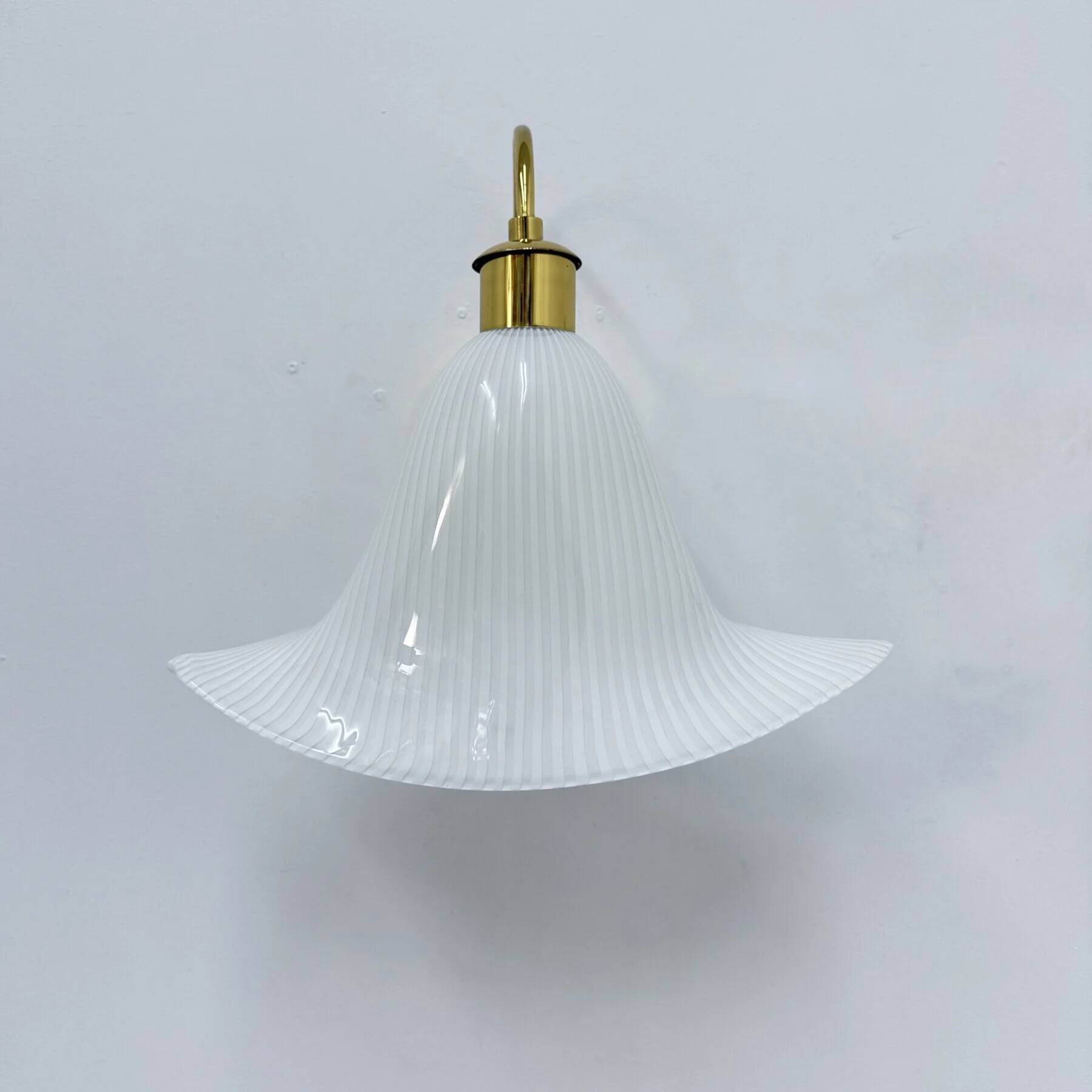 Murano glass Italian pair of sconces striped glass, 1970s