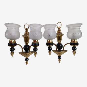 Pair of bronze sconces in neo-classical style, 20th century