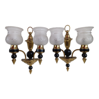 Pair of bronze sconces in neo-classical style, 20th century