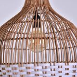 Suspension en bambou, chargé à motifs 40x40 cm, couleur blanche et naturelle, noir cablo