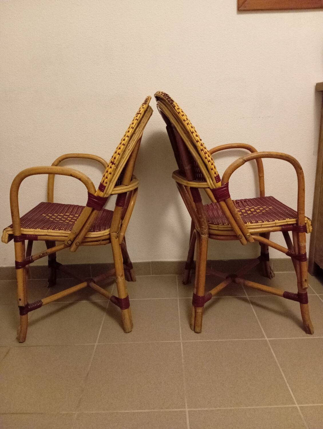 Vintage rattan bistro chairs
