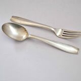 CHRISTOFLE, Atlas cutlery - fork and spoon in silver metal with DB monogram