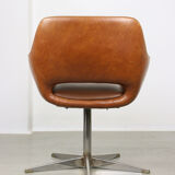 Mid-century brown leatherette swivel chair from Stol