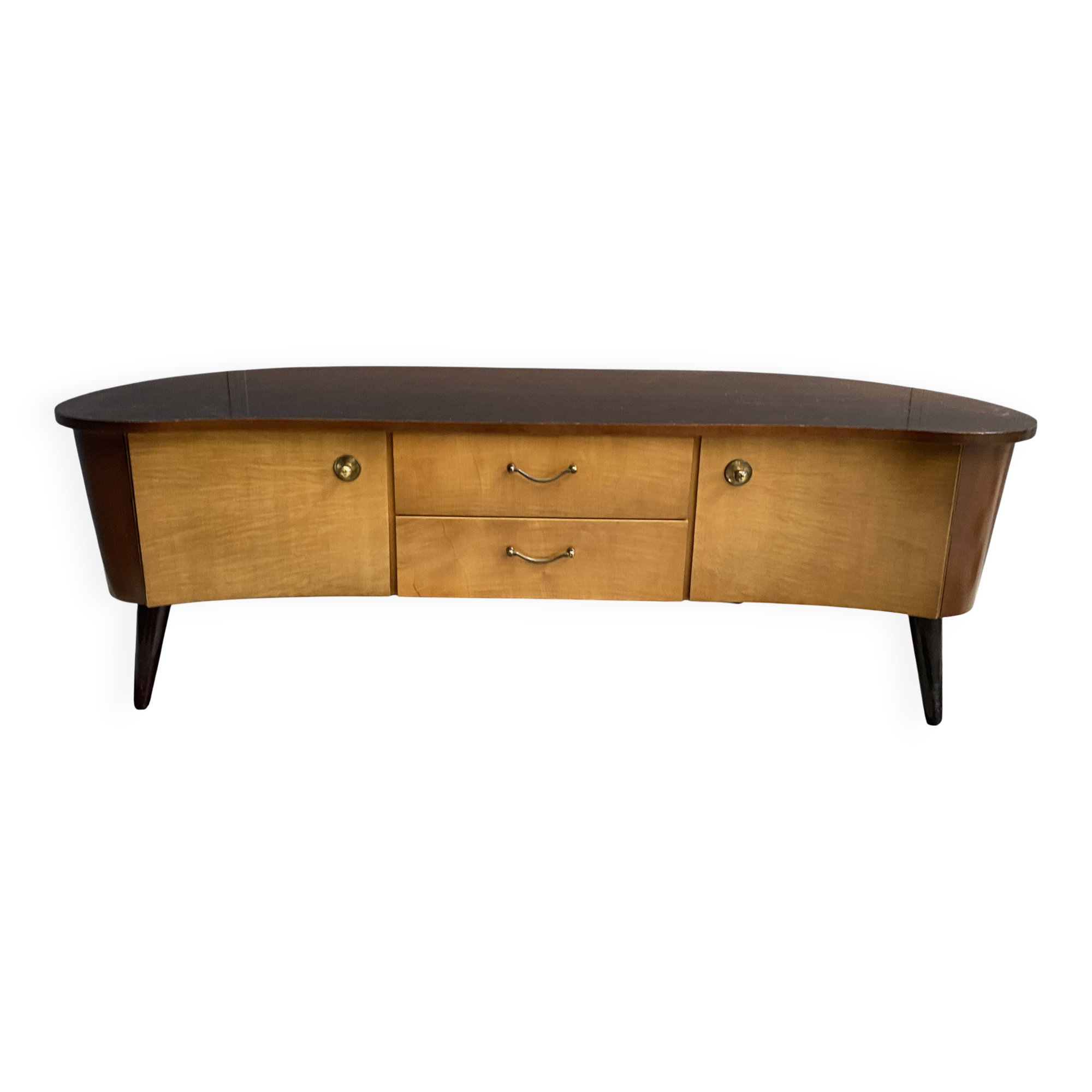 1960s kidney-shaped sideboard in two-tone wood
