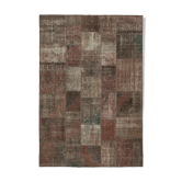 Hand-knotted oriental vintage 201 cm x 296 cm brown patchwork carpet