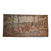 Grande tapisserie murale style Aubusson – Scène romantique XVIIIe sièc