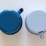 2 vintage 60 ' s sheet metal mugs