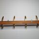 Portemanteau en laiton et bois, 4 patères doubles vintage