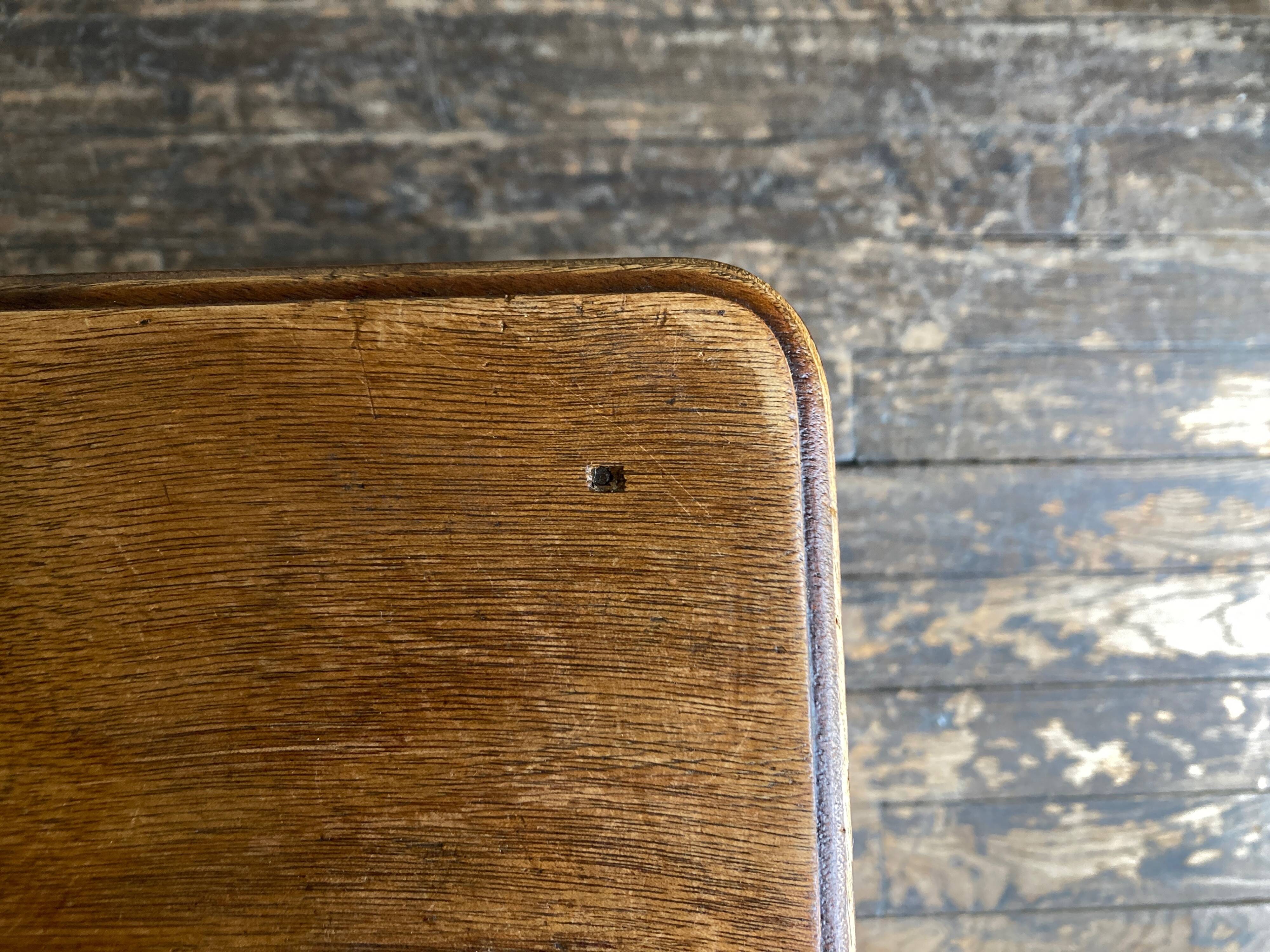 Boarding school stool in oak and plywood 1950