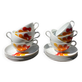 8 porcelain cups from Paris Limoges 60s vintage / retro model
