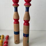Old wooden bowling pins