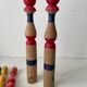 Old wooden bowling pins