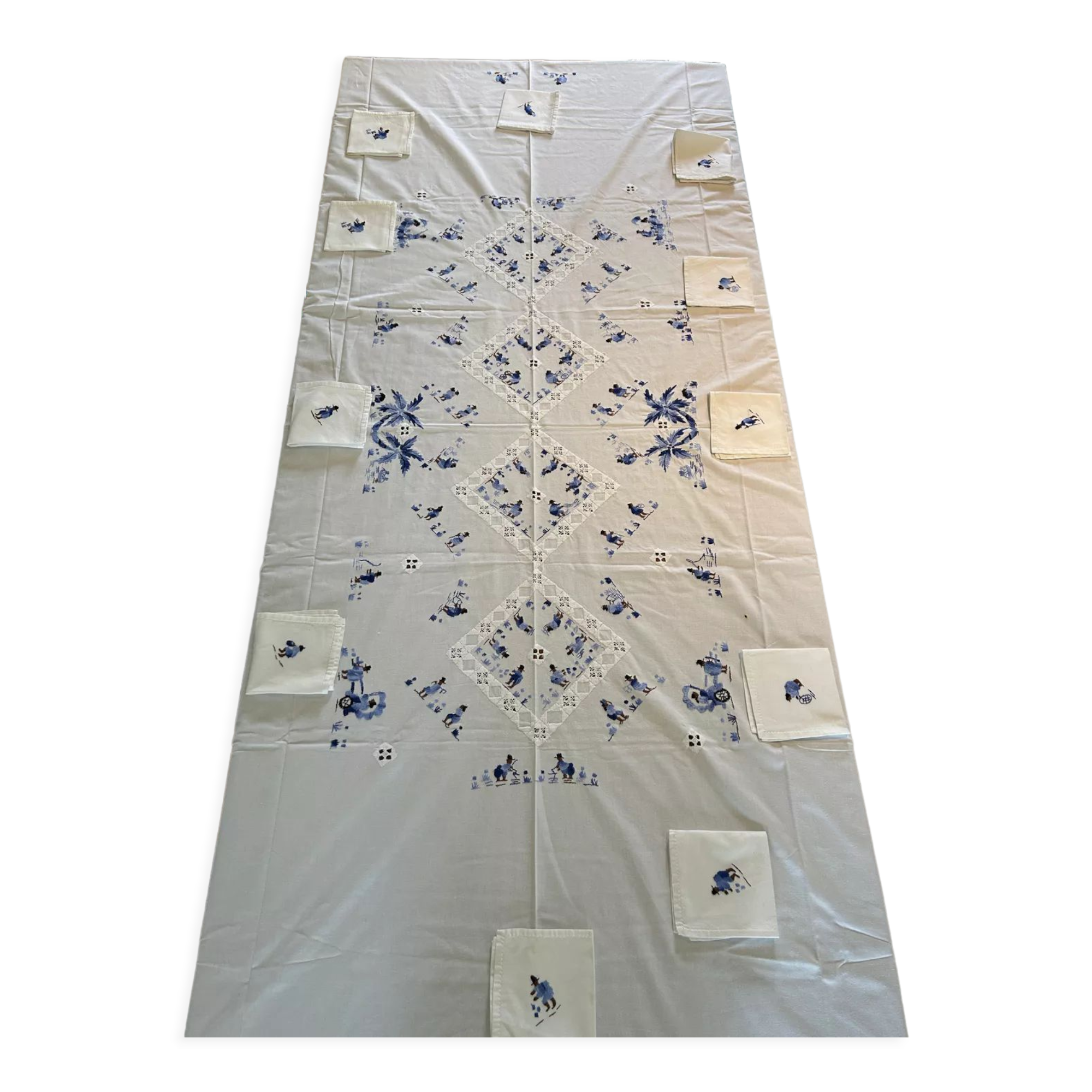 Hand-embroidered tablecloth