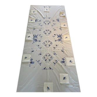 Hand-embroidered tablecloth