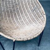 Mid-Century Modern Design Egg Basket Wicker Chairs, Italy, 1950s, Set of 3