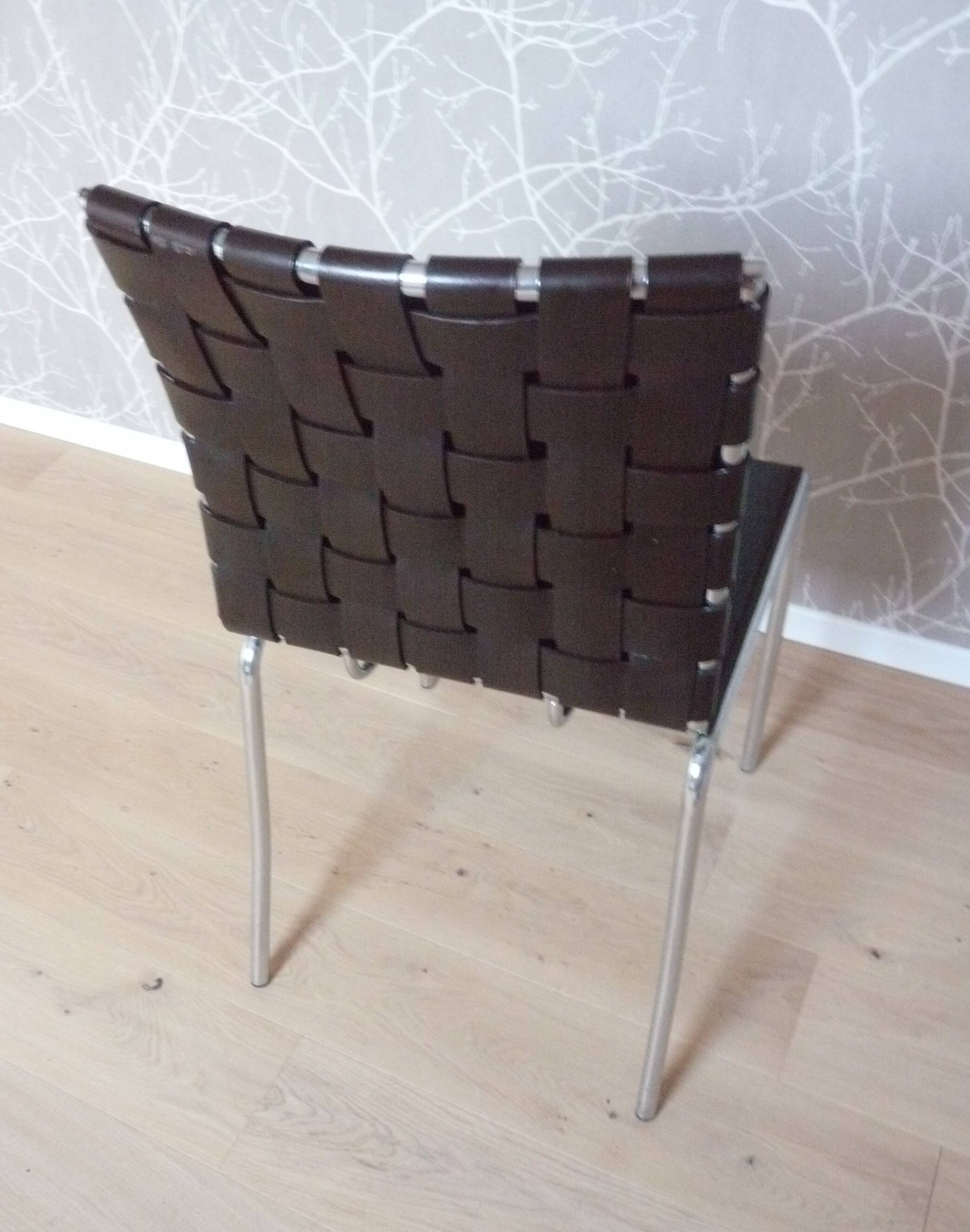 Leather and chrome dining chair