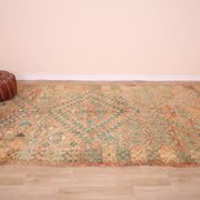 Peach Vintage Moroccan Rug 173 x 383 cm, Berber Wool Rug, Handmade Boho Rug