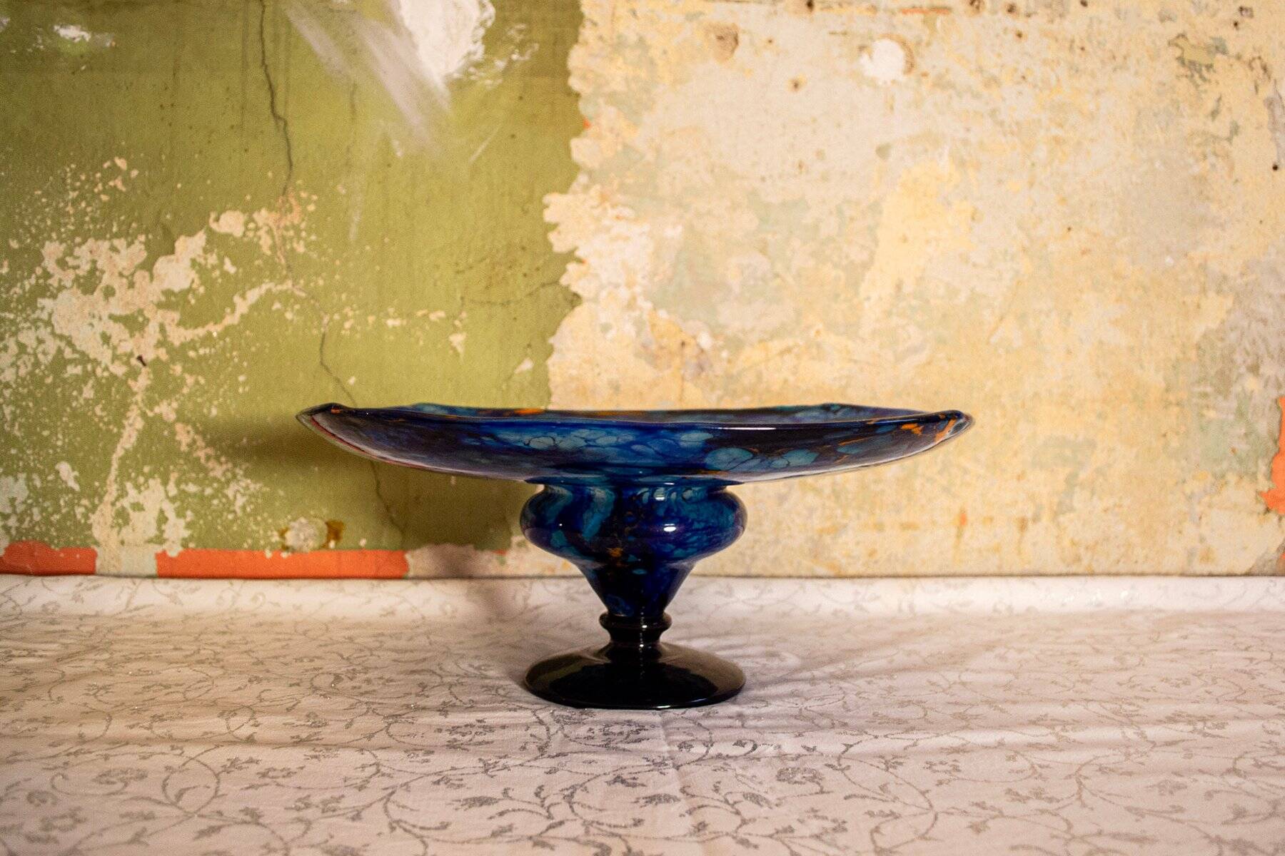 Art Nouveau blown glass centerpiece by Charles Schneider, France, 1920s