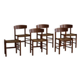 Set of 6 'Folkestole' J39 dining chairs by Børge Mogensen in oak, FDB Møbler, 1950s.