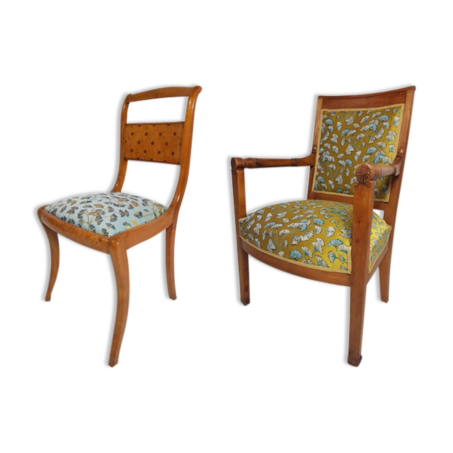 18th-century chair board and Biedermeier chair