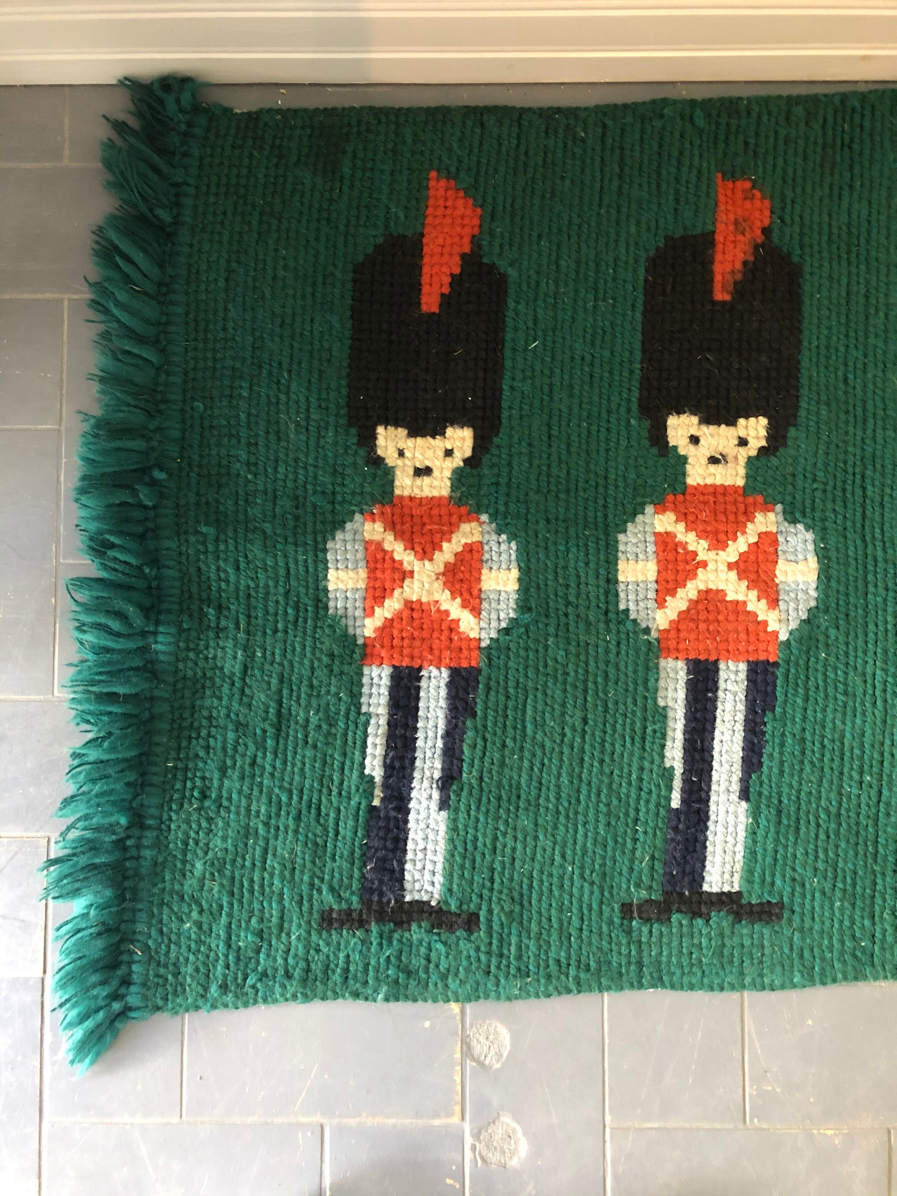 Vintage wool rug for children