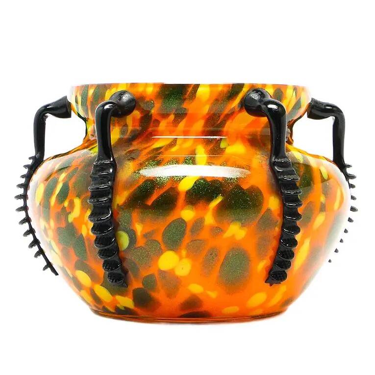 Art Deco vase, spatter glass, Welz Glassworks, Czechoslovakia, 1930s