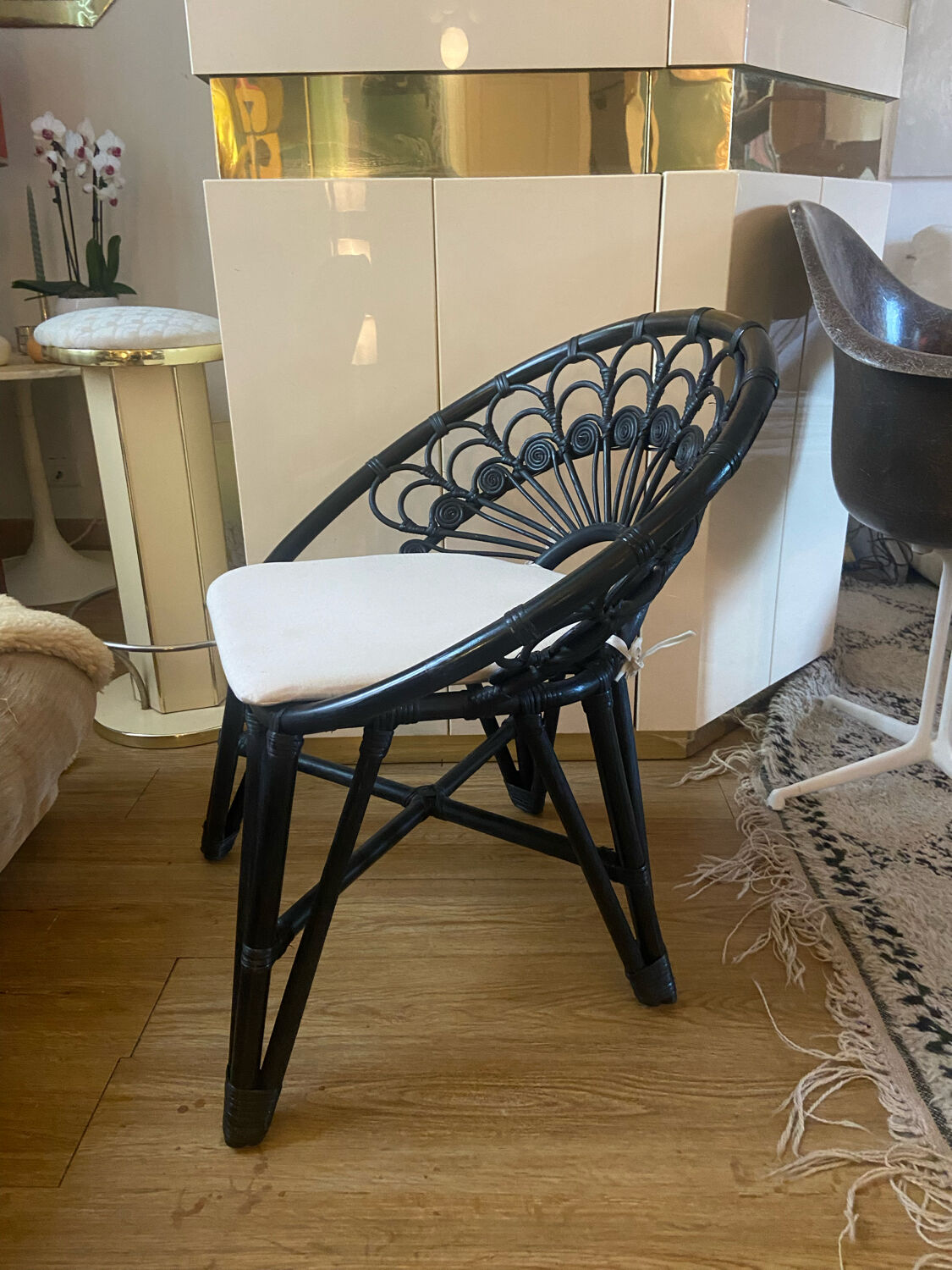Rattan armchair peacock