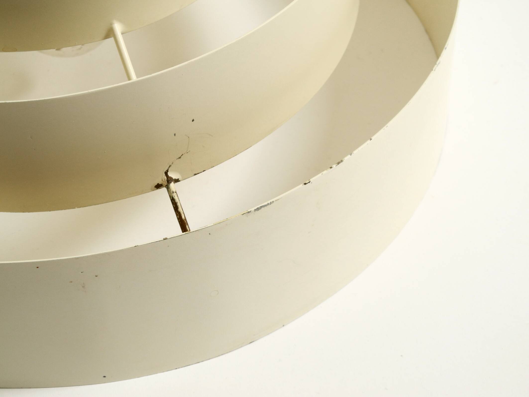 1960s Space Age heavy solid slatted metal pendant lamp