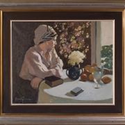 Rafael griera - portrait of a lady at a window