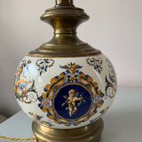Ancienne lampe en faience de Gien décor renaissance 1876