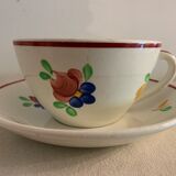 2 cups and 2 sub cups old earthenware Gien model Mireille