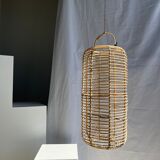 Large lantern-shaped rattan pendant lamp H50 D24