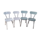 Set of 4 chairs in formica blaches and water green 70s