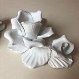 Set of 2 candlesticks in white porcelain
