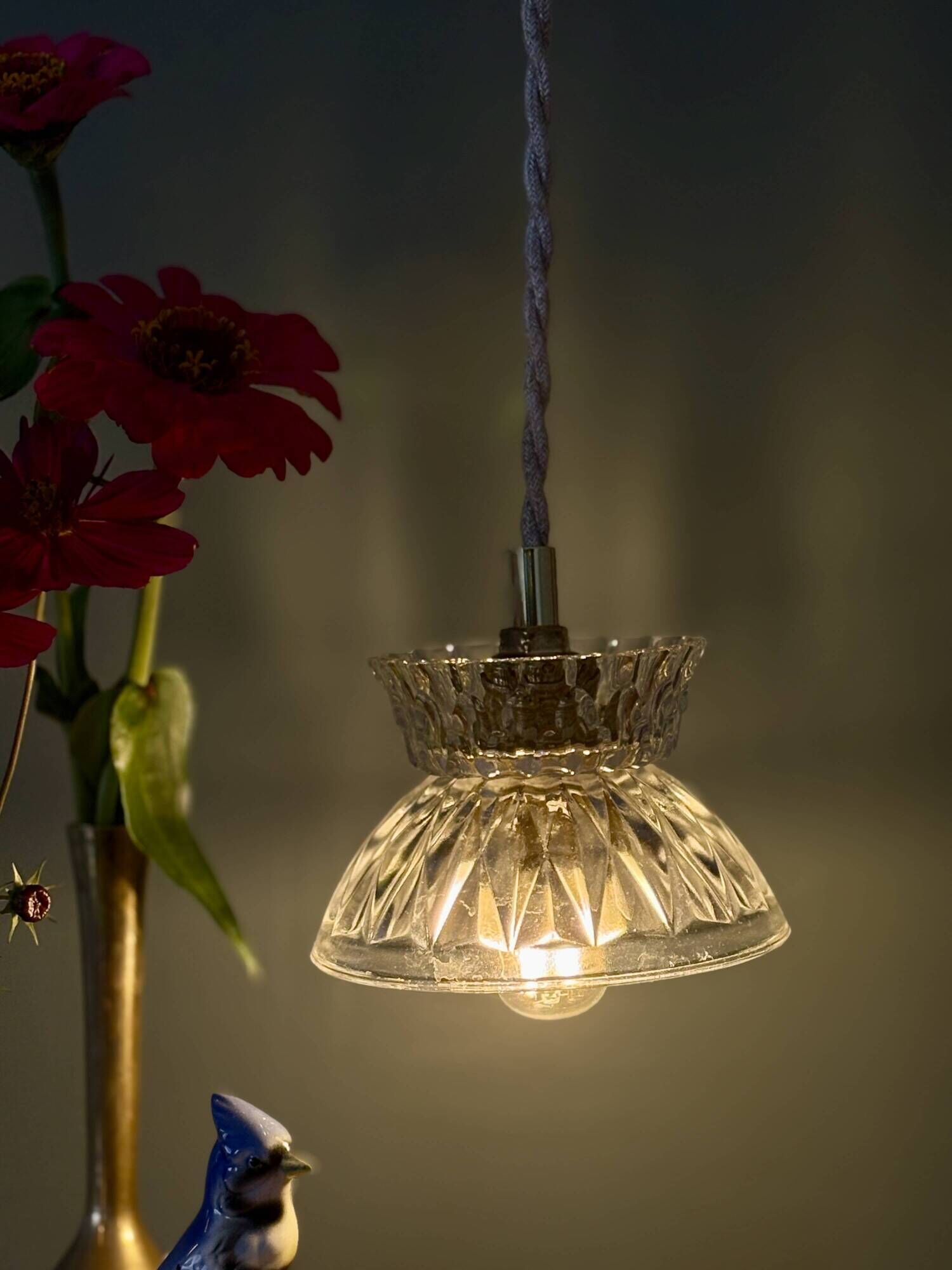 Vintage glass pendant light - tableware collection (UD1)