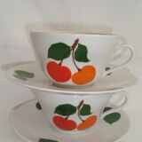 Duo cups and milk pot porcelain bavaria orange and vintage green 70