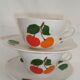 Duo tasses et pot à lait porcelaine bavaria orange et vert vintage 70