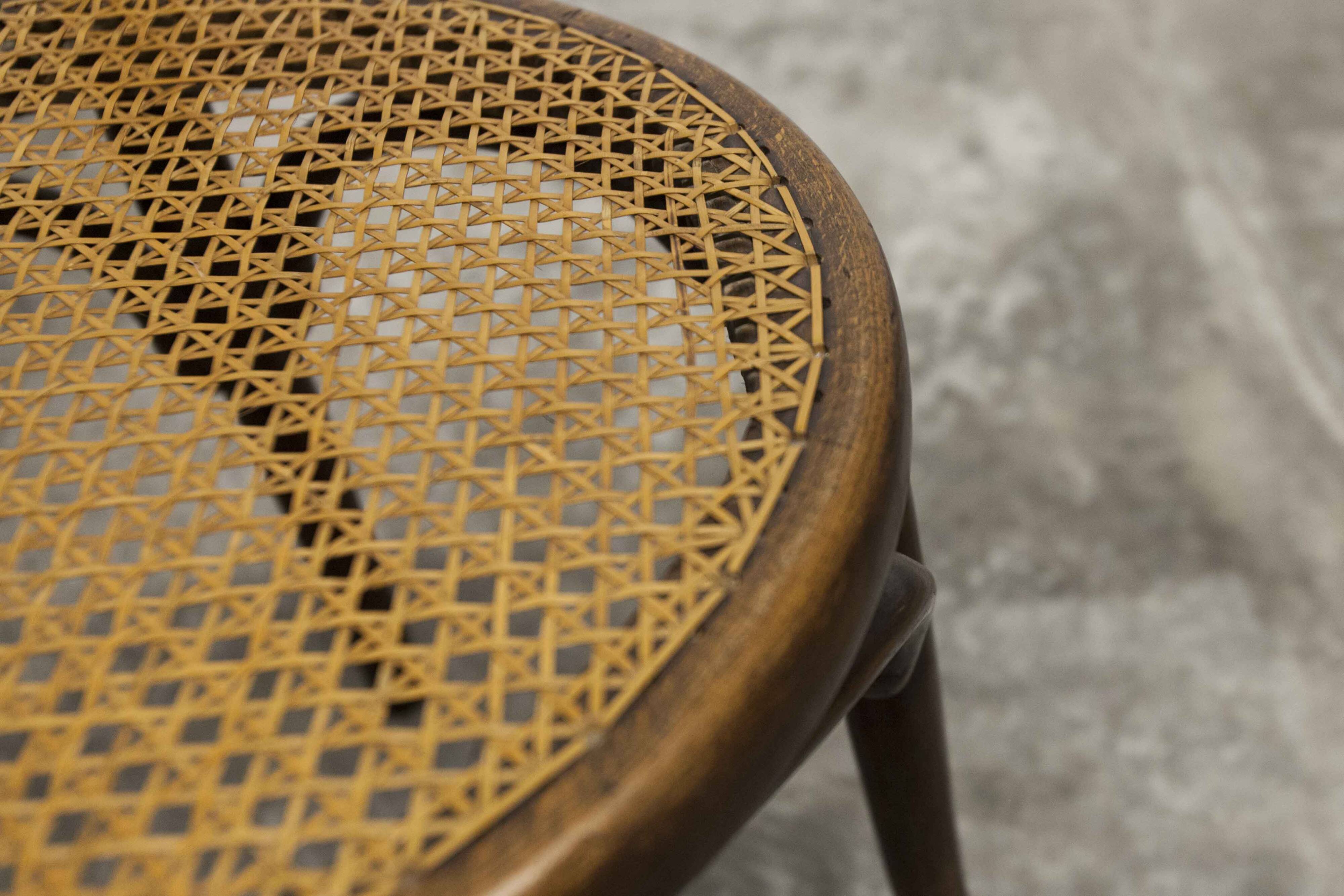 Ungvar Ungarn 1900 dark brown cane bistro chair