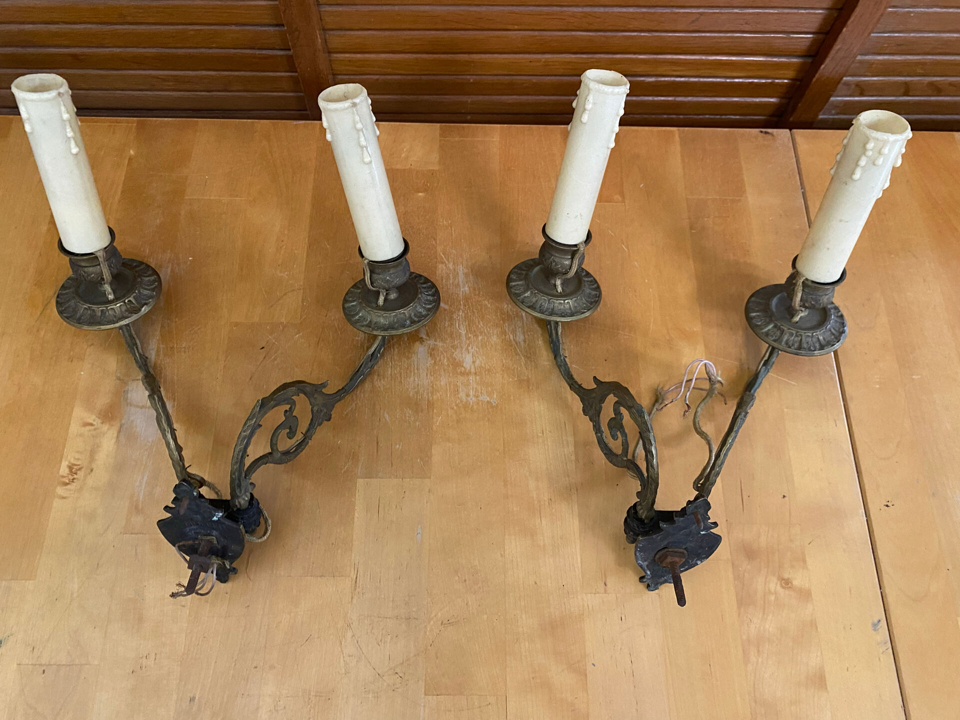 Paire applique piano double ancienne e. muller bronze doré fin xixeme