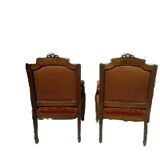 Pair of Louis XVI style red armchairs
