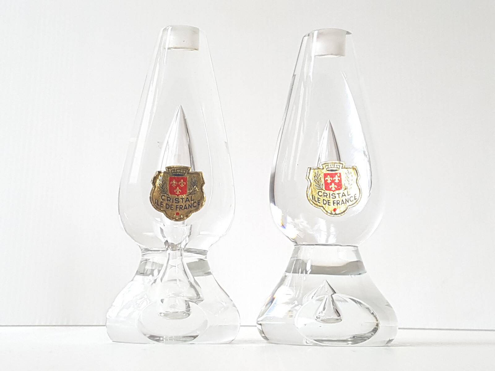 Pair of crystal candlesticks ile de france 1970