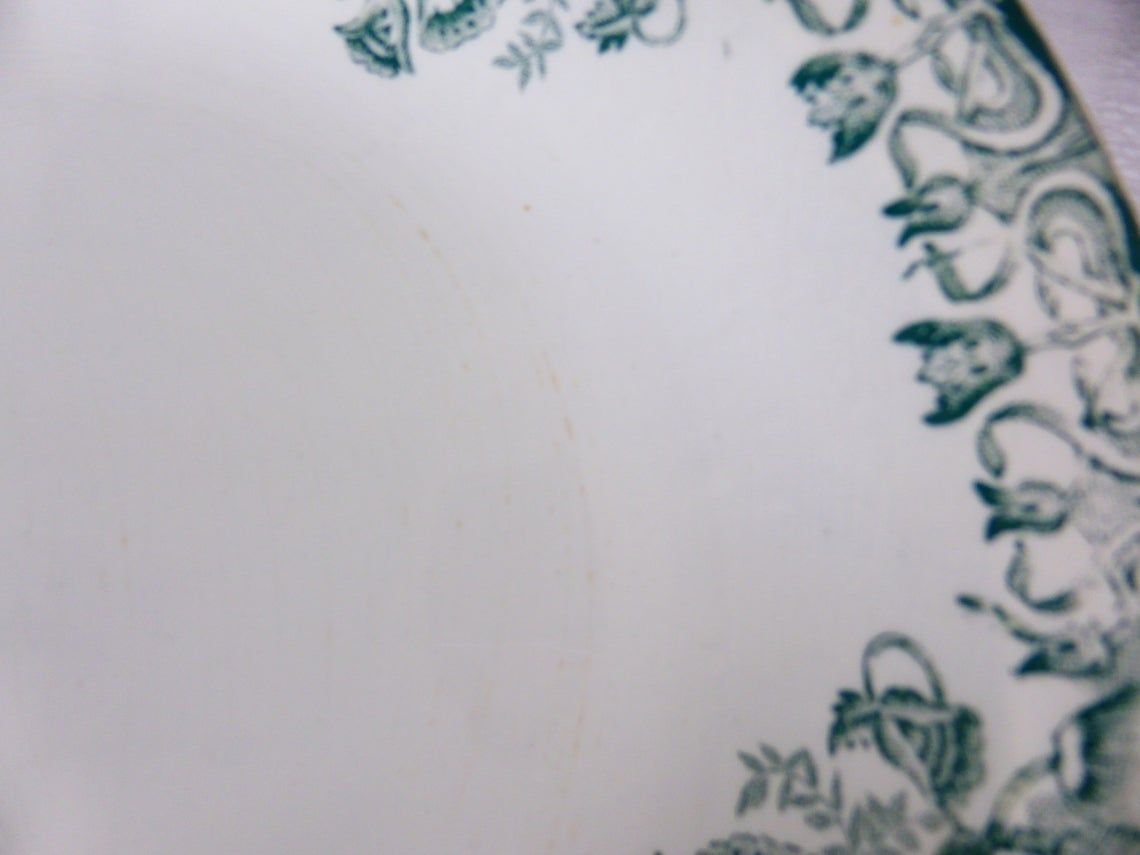 Round and hollow vintage dish A Lebacqz and M Bouchart porcelain floral pattern