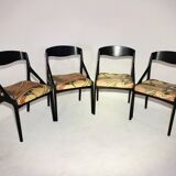 Set of 4 Baumann chairs in 1980 fabric with black wooden base