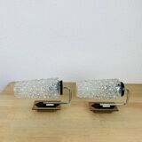 Pair of 1950s wall lights with etched glass tulips.