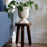 Vintage rustic solid wood tripod stool