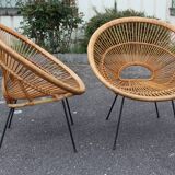 Rattan Lounge Attributed to Janine Abraham Model Soleil